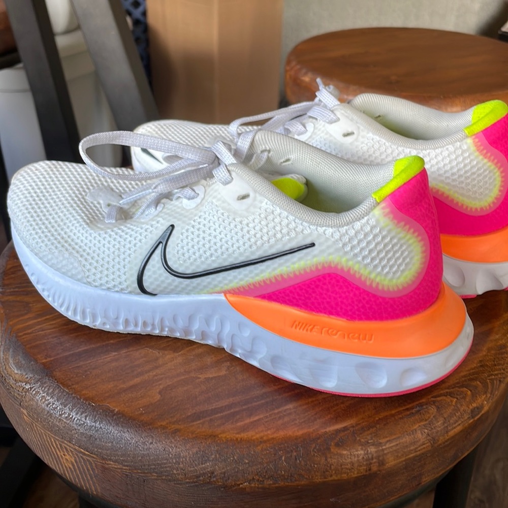Nike Womens Renew Running Shoes - White and Neon